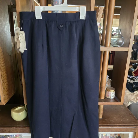 Dior Vintage Navy Blue Wool Pencil Skirt NWT - Picture 6 of 8